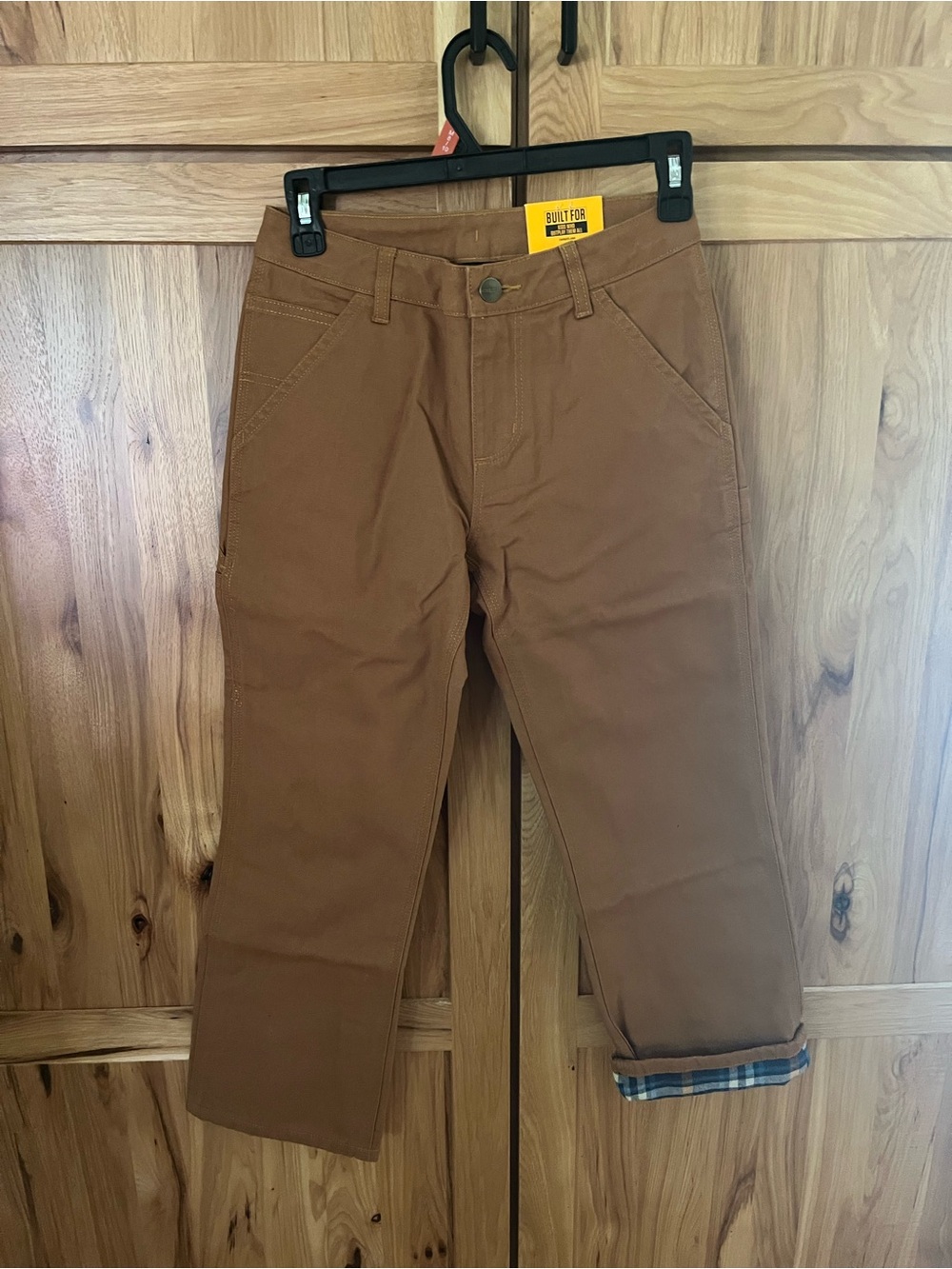 Carhartt Kid's Brown Work Pants-Flannel Lined